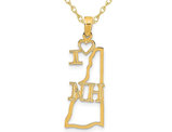 14K Yellow Gold Solid New Hampshire State Charm Pendant Necklace with Chain